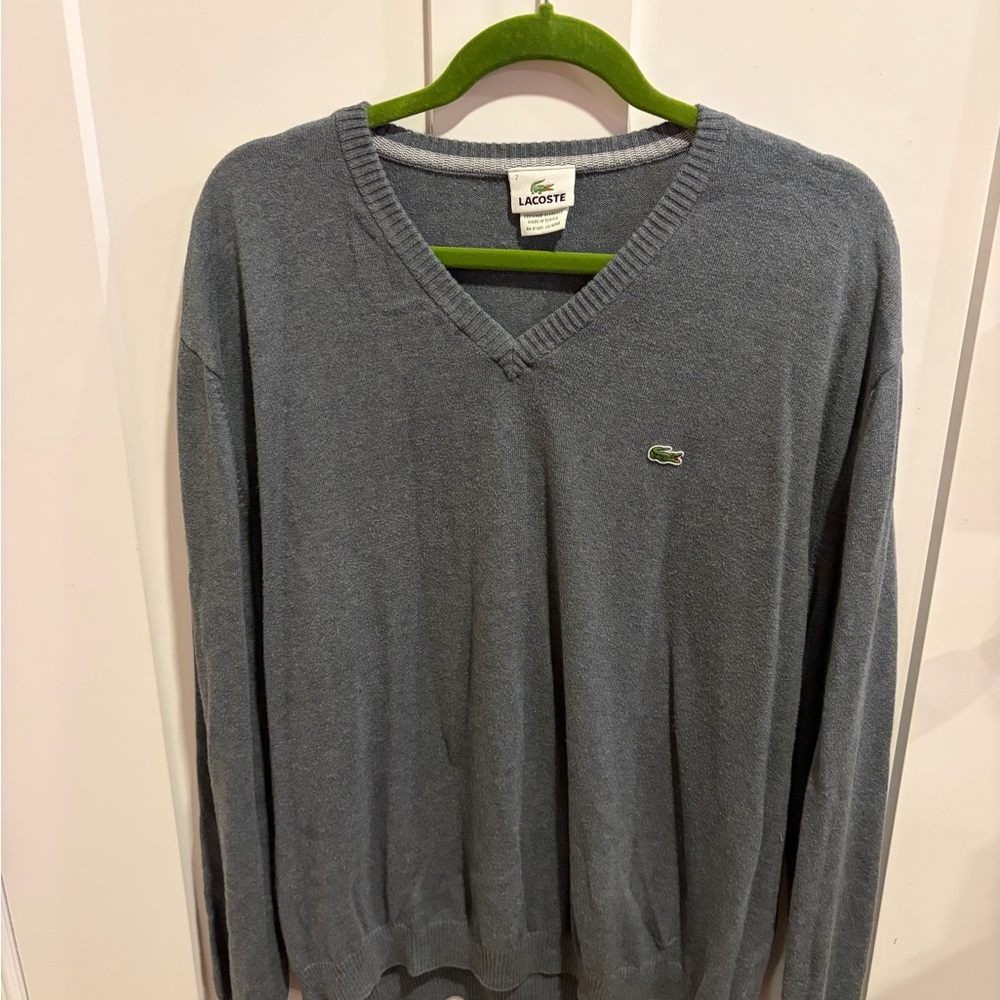 Lacoste Men's Charcoal V-Neck Sweater